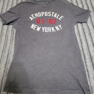 Aeropostale Gray and Red Short Sleeve Tee